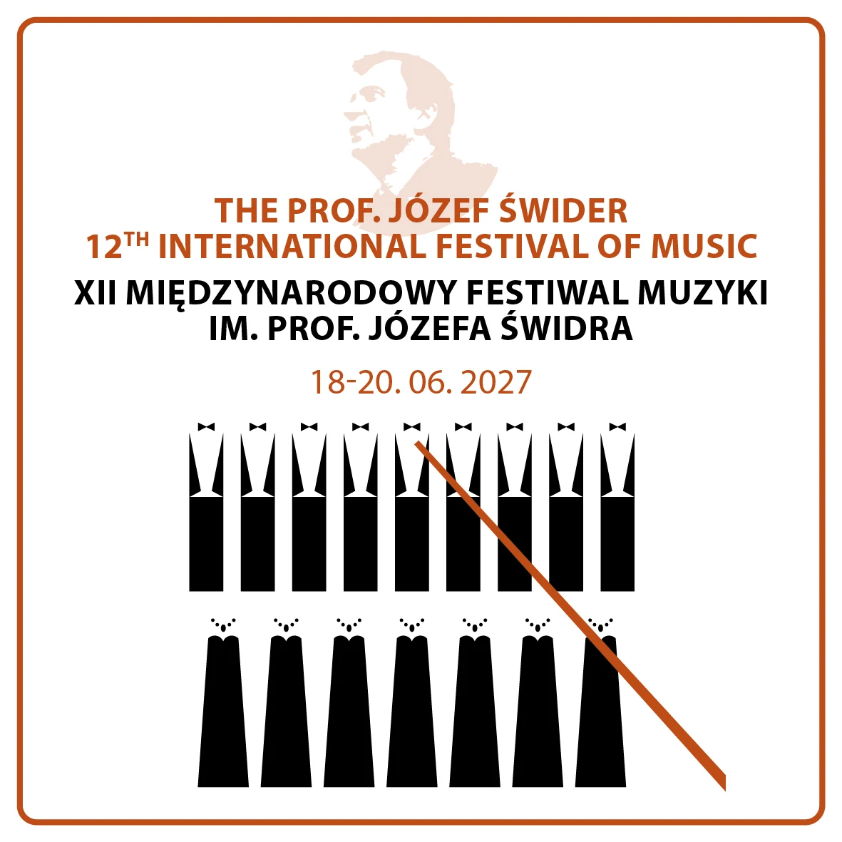 Poster for the 12th Prof. Józef Świder International Festival of Music in Cieszyn, 18–20 June 2027
