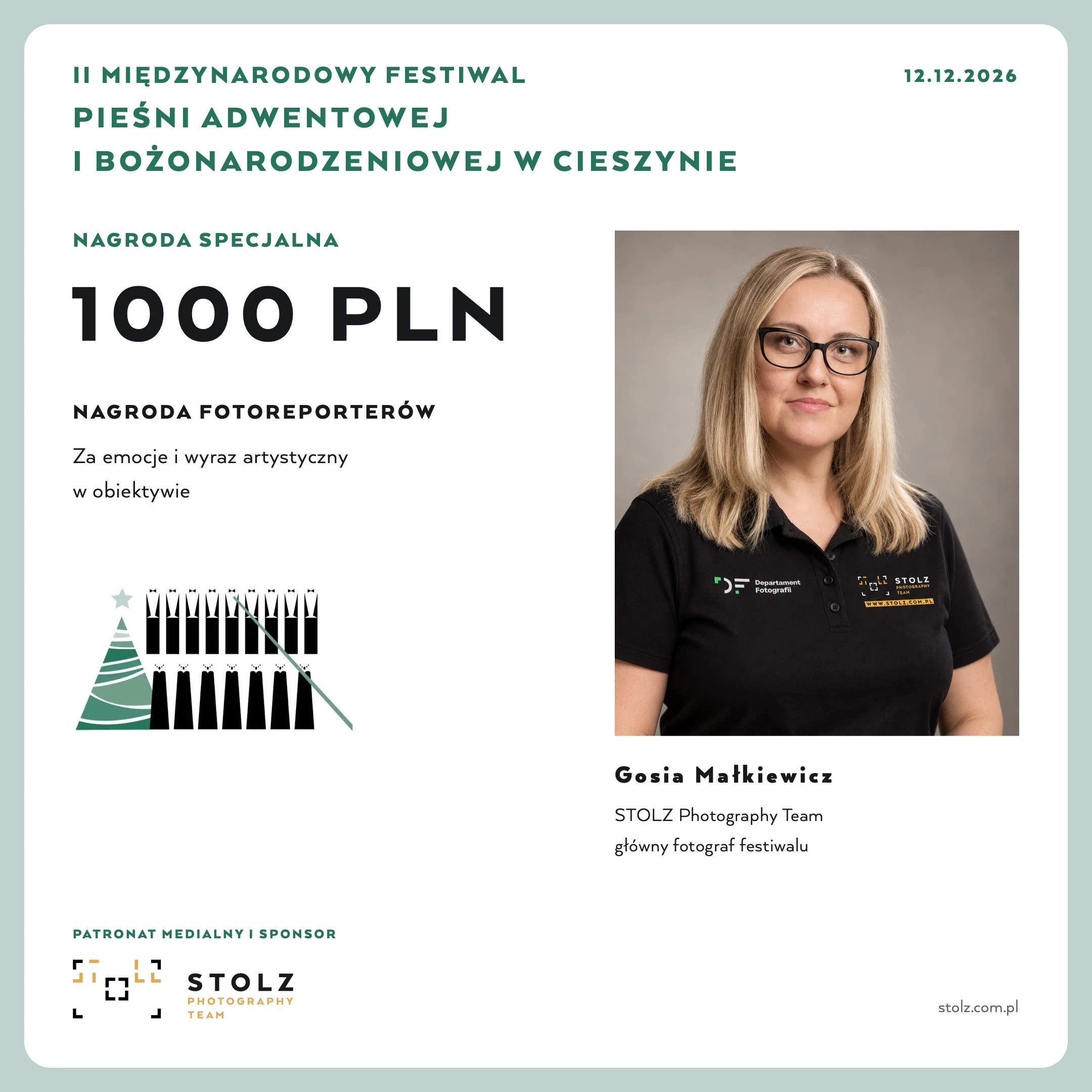 Poster for the PLN 1,000 Photojournalists’ Award funded by STOLZ Photography Team — event, artist, cultural and interior photography